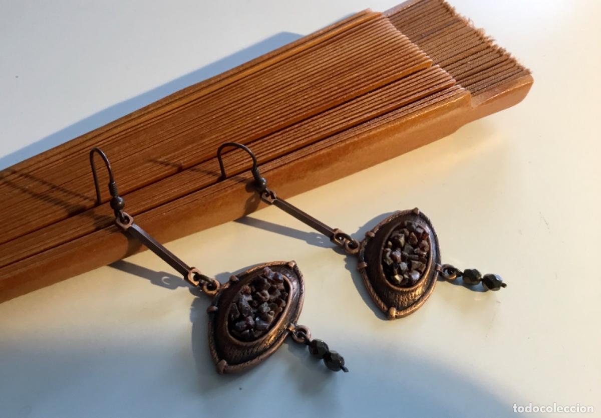Joyeria: Pendientes cobre con piedras malva y cristal - Foto 3