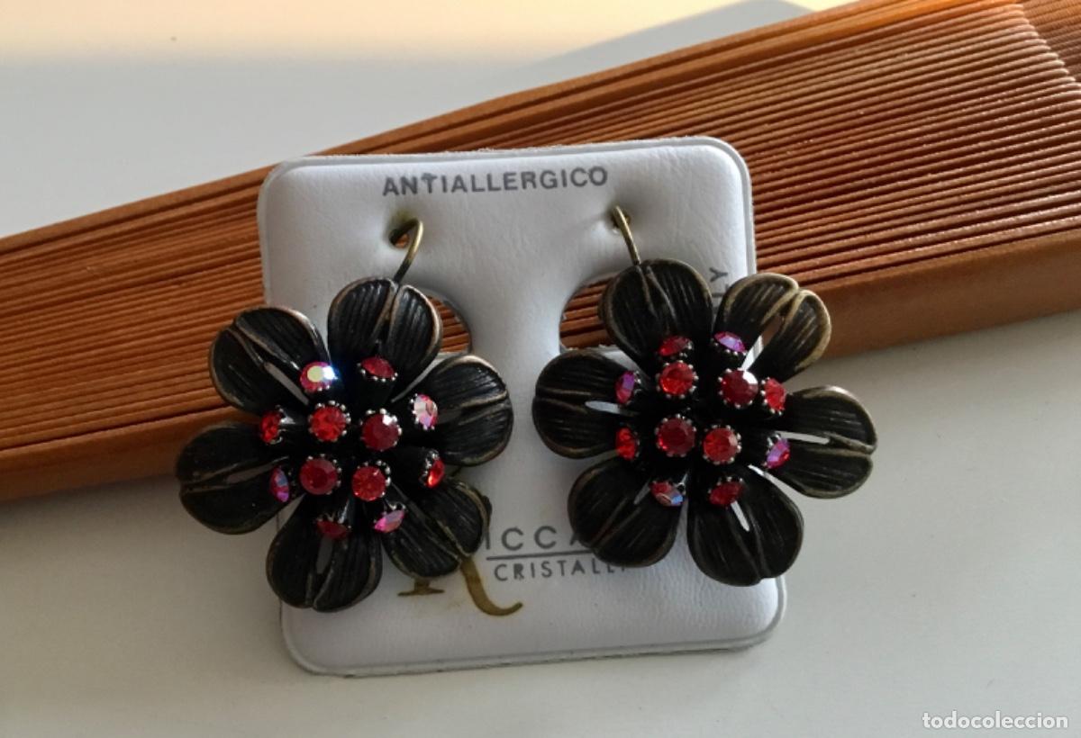 Joyeria: PENDIENTES FLORENTINOS CON CRISTAL ROJO. FLOR - Foto 4