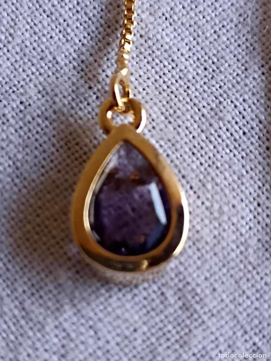 Joyeria: Pendientes largos con l&aacute;grima morada - Foto 2