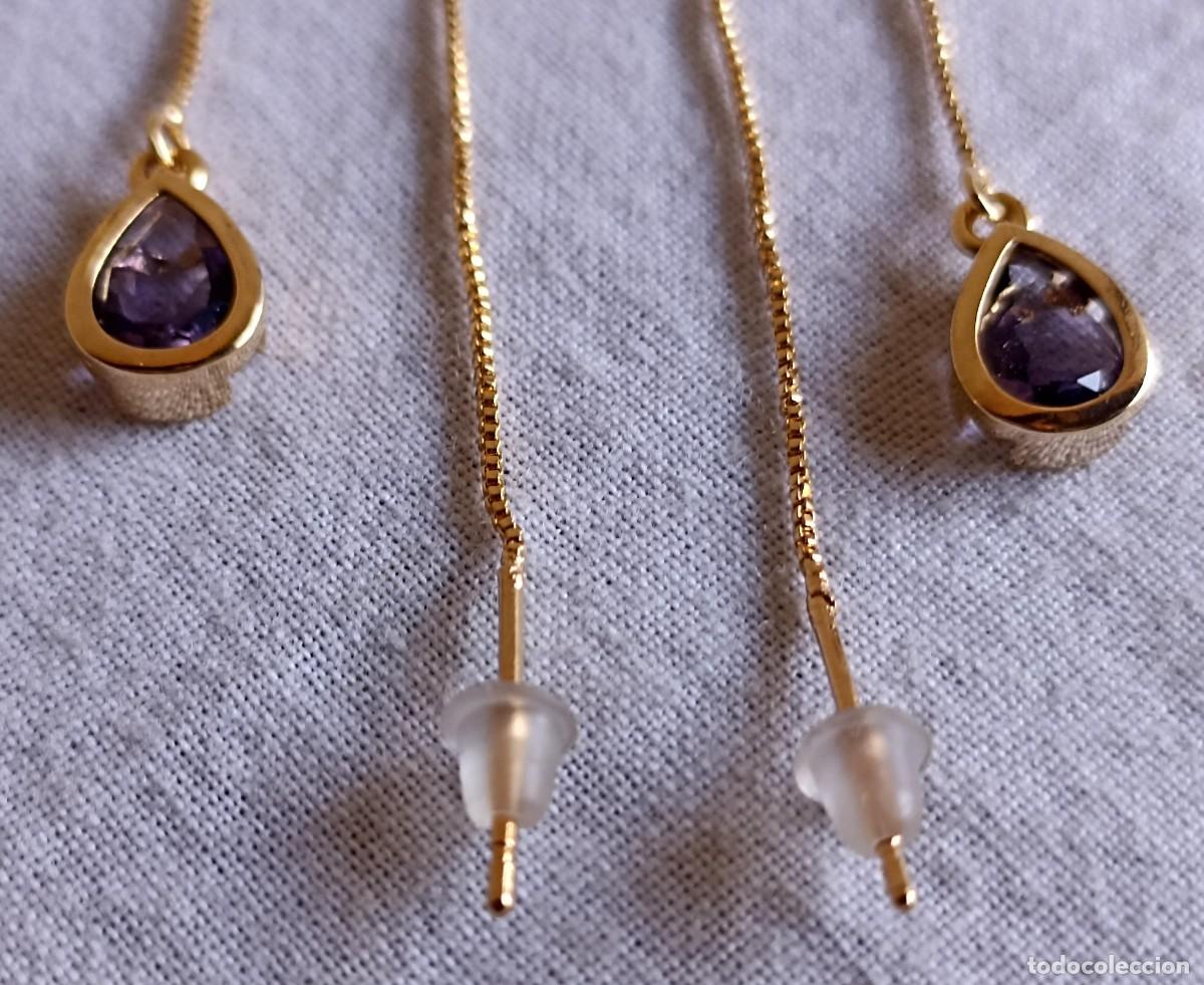 Joyeria: Pendientes largos con l&aacute;grima morada - Foto 3