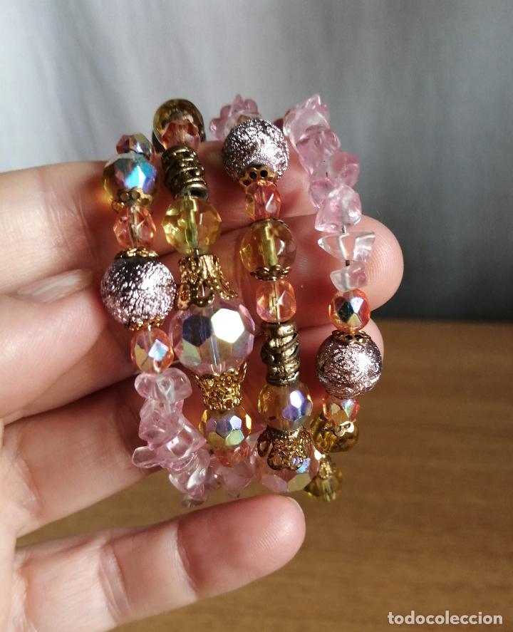 Joyeria: COLLAR GARGANTILLA, PULSERA. CRISTALES ROSAS. - Foto 2