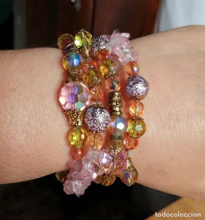 Joyeria: COLLAR GARGANTILLA, PULSERA. CRISTALES ROSAS. - Foto 4