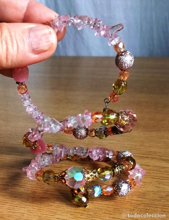 Joyeria: COLLAR GARGANTILLA, PULSERA. CRISTALES ROSAS. - Foto 5