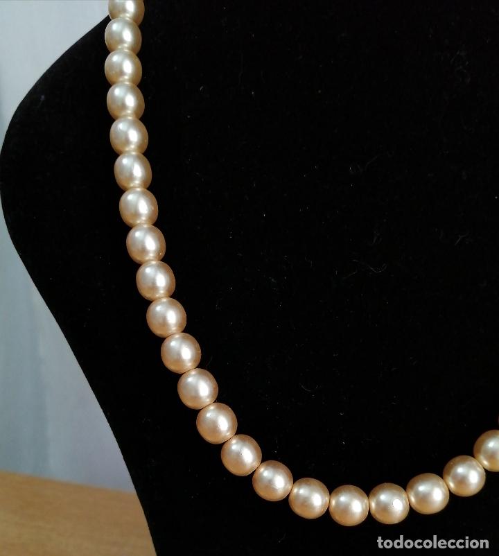 Joyeria: ANTIGUO COLLAR DE PERLAS DE CRISTAL, DORADO NACARADO. - Foto 3