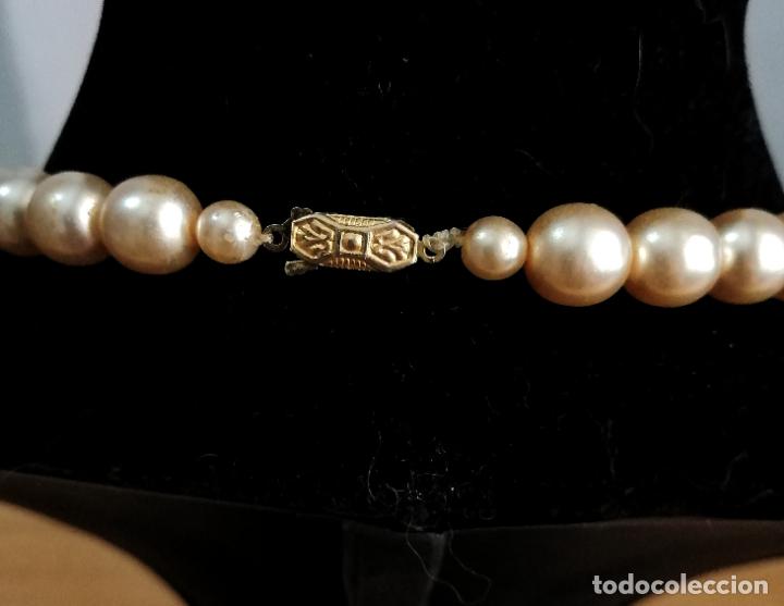 Joyeria: ANTIGUO COLLAR DE PERLAS DE CRISTAL, DORADO NACARADO. - Foto 4