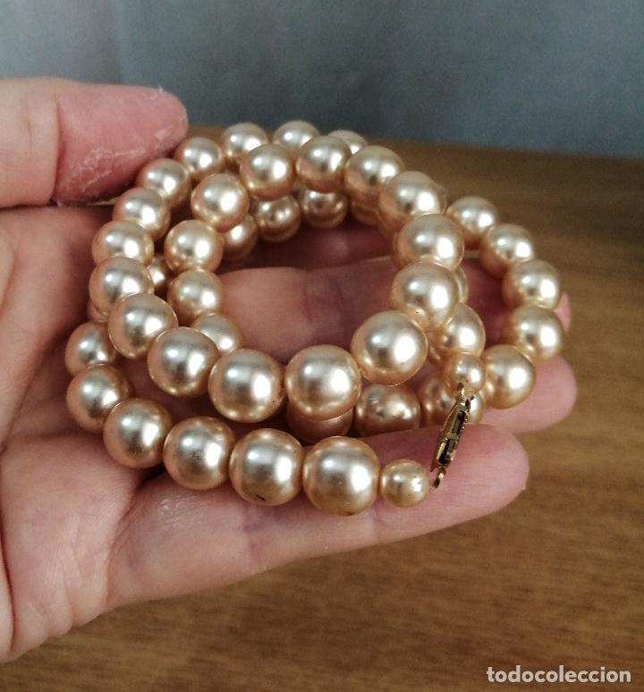 Joyeria: ANTIGUO COLLAR DE PERLAS DE CRISTAL, DORADO NACARADO. - Foto 5