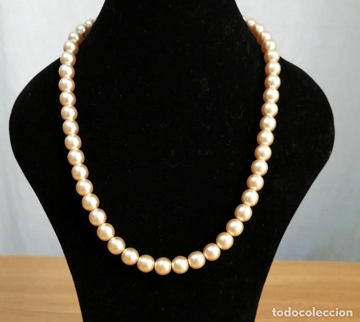 Joyeria: ANTIGUO COLLAR DE PERLAS DE CRISTAL, DORADO NACARADO. - Foto 6