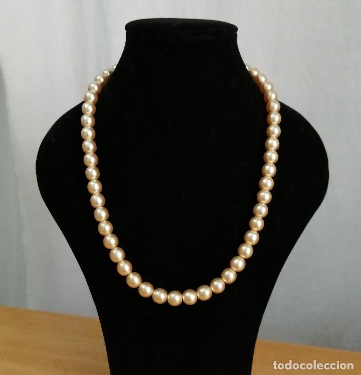 Joyeria: ANTIGUO COLLAR DE PERLAS DE CRISTAL, DORADO NACARADO. - Foto 9