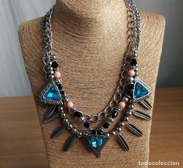 Joyeria: COLLAR PLATEADO, CON CADENAS Y ABALORIOS. - Foto 2
