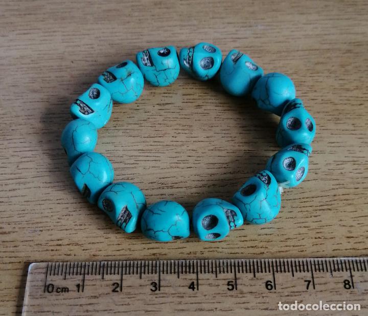 Joyeria: PULSERA PIEDRAS TURQUESAS CALAVERAS. EL&Aacute;STICA. - Foto 2