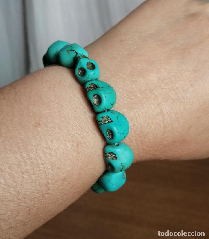 Joyeria: PULSERA PIEDRAS TURQUESAS CALAVERAS. EL&Aacute;STICA. - Foto 3