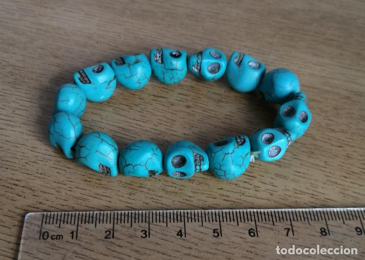 Joyeria: PULSERA PIEDRAS TURQUESAS CALAVERAS. EL&Aacute;STICA. - Foto 4