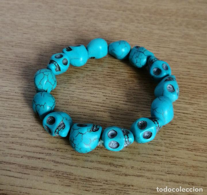 Joyeria: PULSERA PIEDRAS TURQUESAS CALAVERAS. EL&Aacute;STICA. - Foto 1