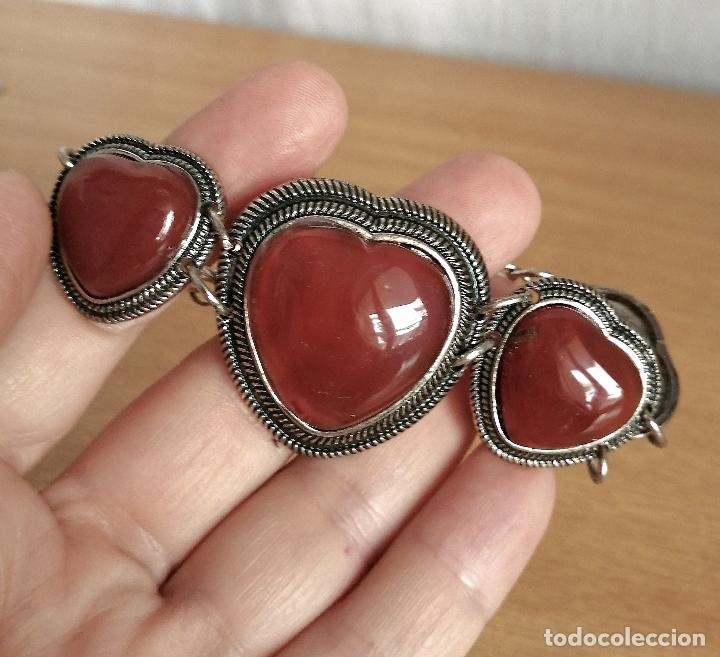 Joyeria: PULSERA PLATEADA, CON AGATAS OCRES EN FORMA DE CORAZ&Oacute;N. - Foto 4