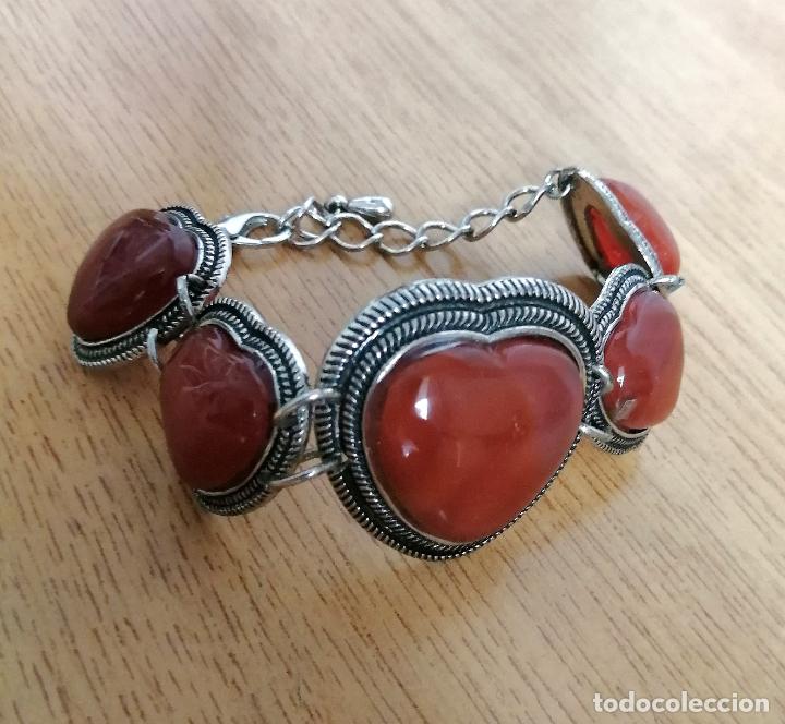Joyeria: PULSERA PLATEADA, CON AGATAS OCRES EN FORMA DE CORAZ&Oacute;N. - Foto 5