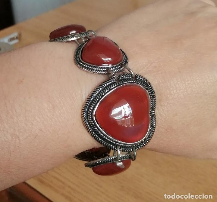 Joyeria: PULSERA PLATEADA, CON AGATAS OCRES EN FORMA DE CORAZ&Oacute;N. - Foto 1