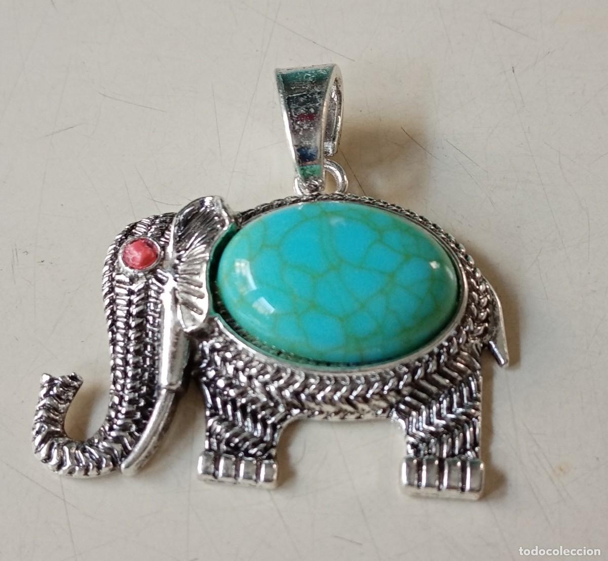 Joyeria: COLGANTE PLATEADO DE ELEFANTE CON S&Iacute;MIL TURQUESA - Foto 1