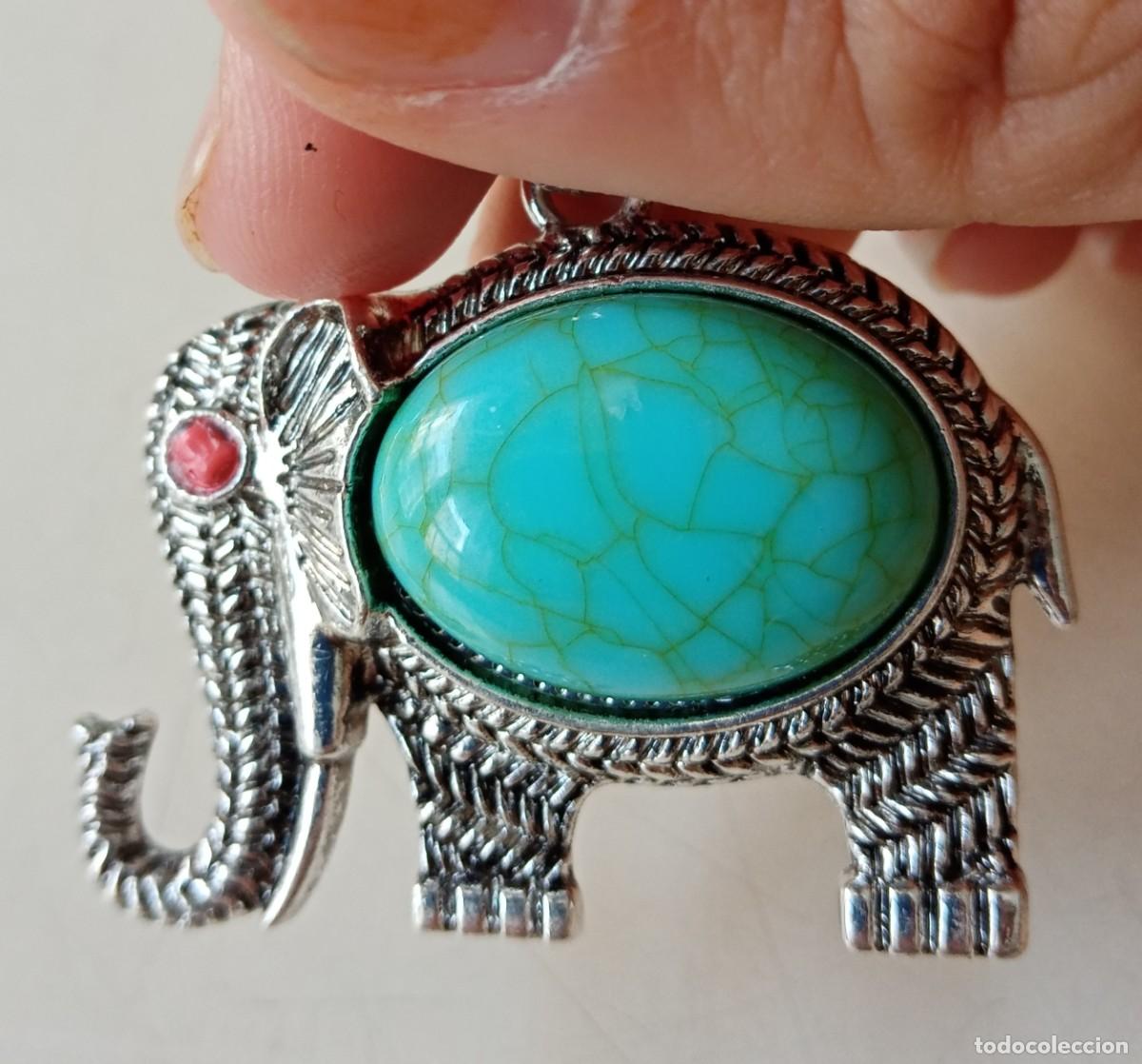 Joyeria: COLGANTE PLATEADO DE ELEFANTE CON S&Iacute;MIL TURQUESA - Foto 5