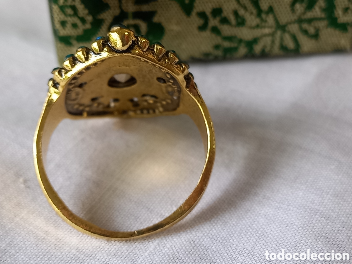 Joyeria: Bella sortija anillo estilo persa ba&ntilde;ada en oro y piedras rubis creadas. - Foto 7
