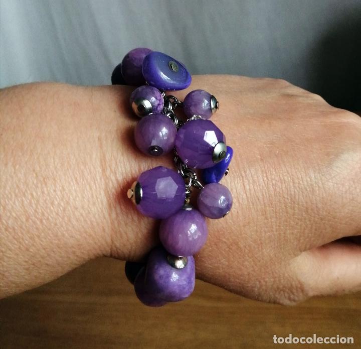 Joyeria: PULSERA DE CUENTAS DE CRISTAL LILAS, MORADAS. EL&Aacute;STICA. - Foto 5
