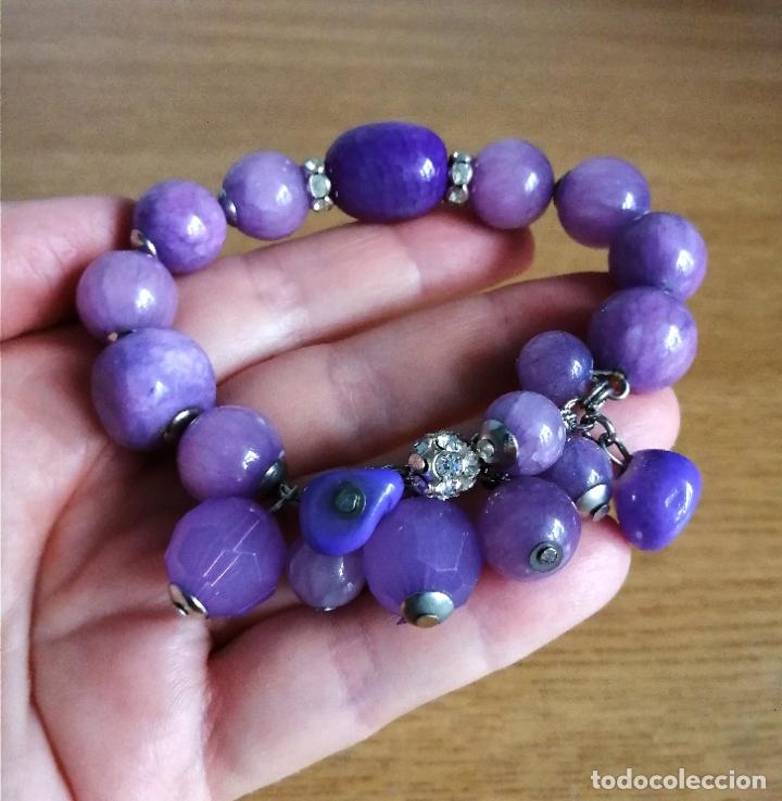 Joyeria: PULSERA DE CUENTAS DE CRISTAL LILAS, MORADAS. EL&Aacute;STICA. - Foto 6
