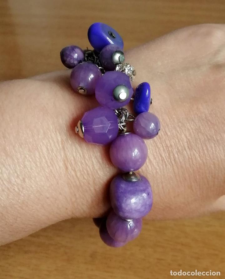 Joyeria: PULSERA DE CUENTAS DE CRISTAL LILAS, MORADAS. EL&Aacute;STICA. - Foto 7