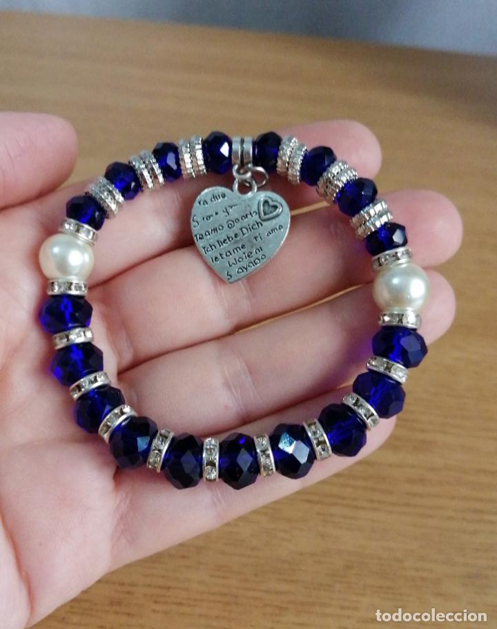 Joyeria: PULSERA EL&Aacute;STICA, CON CUENTAS DE CRISTAL AZUL. - Foto 1
