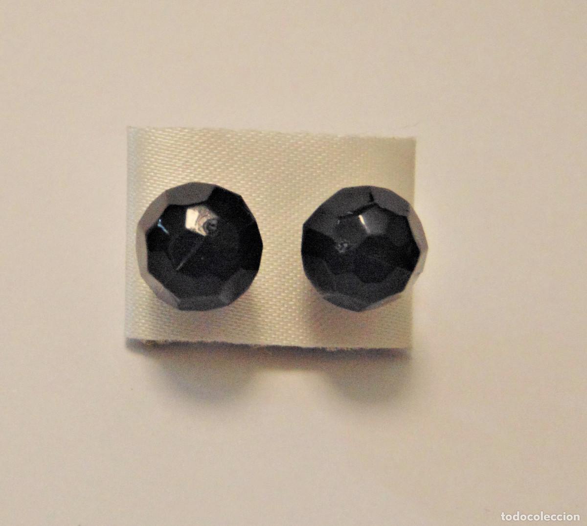Joaillerie: PENDIENTES BISUTER&Iacute;A PL&Aacute;STICO - BOLAS FACETADAS - NEGRO LUTO - CIERRE DE PLATA CONTRASTE SELLO 925