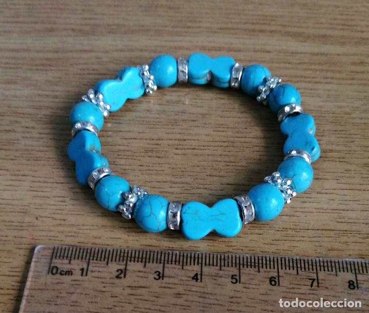 Joyeria: PULSERA DE PIEDRAS AZULES TURQUESAS Y OSITOS. EL&Aacute;STICA. - Foto 5