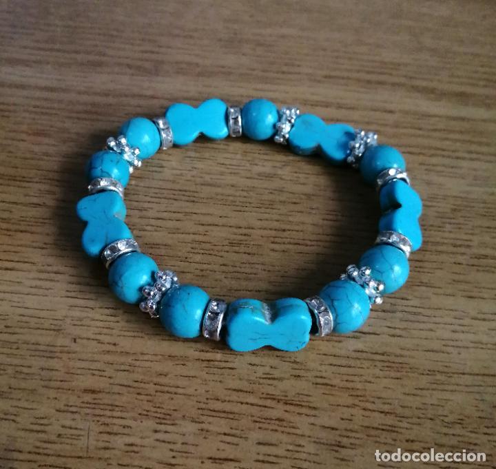 Joyeria: PULSERA DE PIEDRAS AZULES TURQUESAS Y OSITOS. EL&Aacute;STICA. - Foto 6