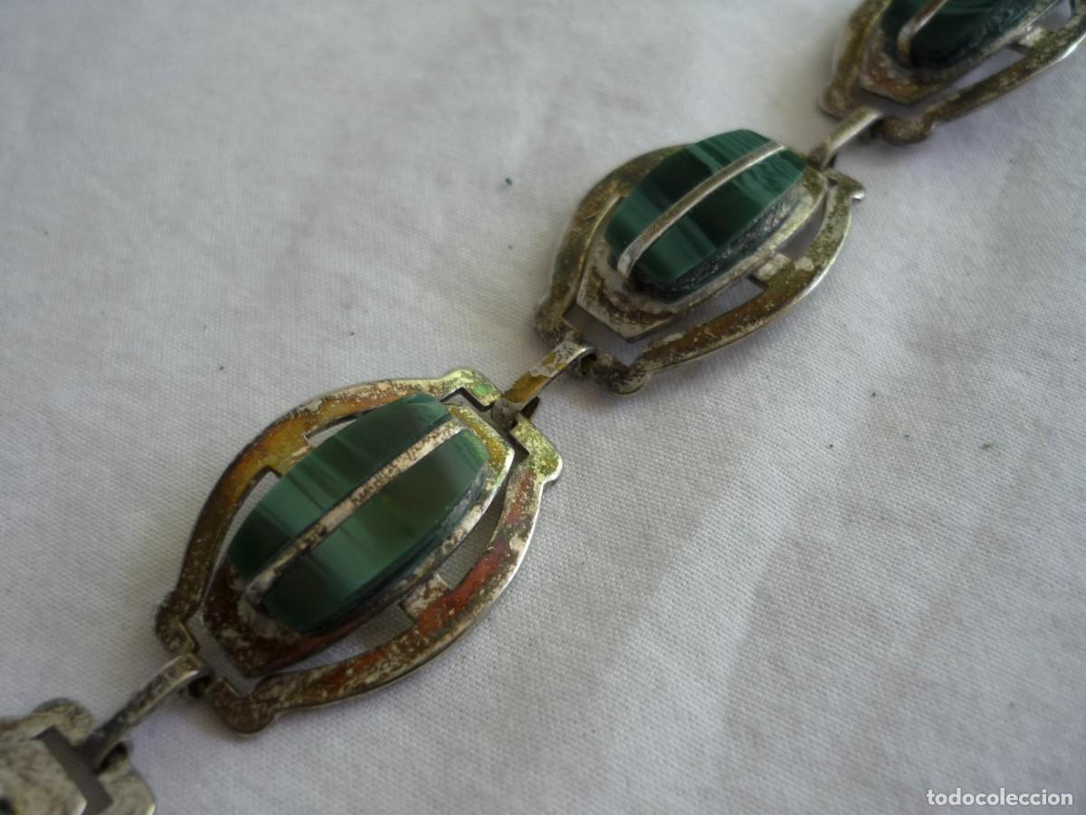 Joyeria: Pulsera en metal plateado y vidrio verde - Foto 3