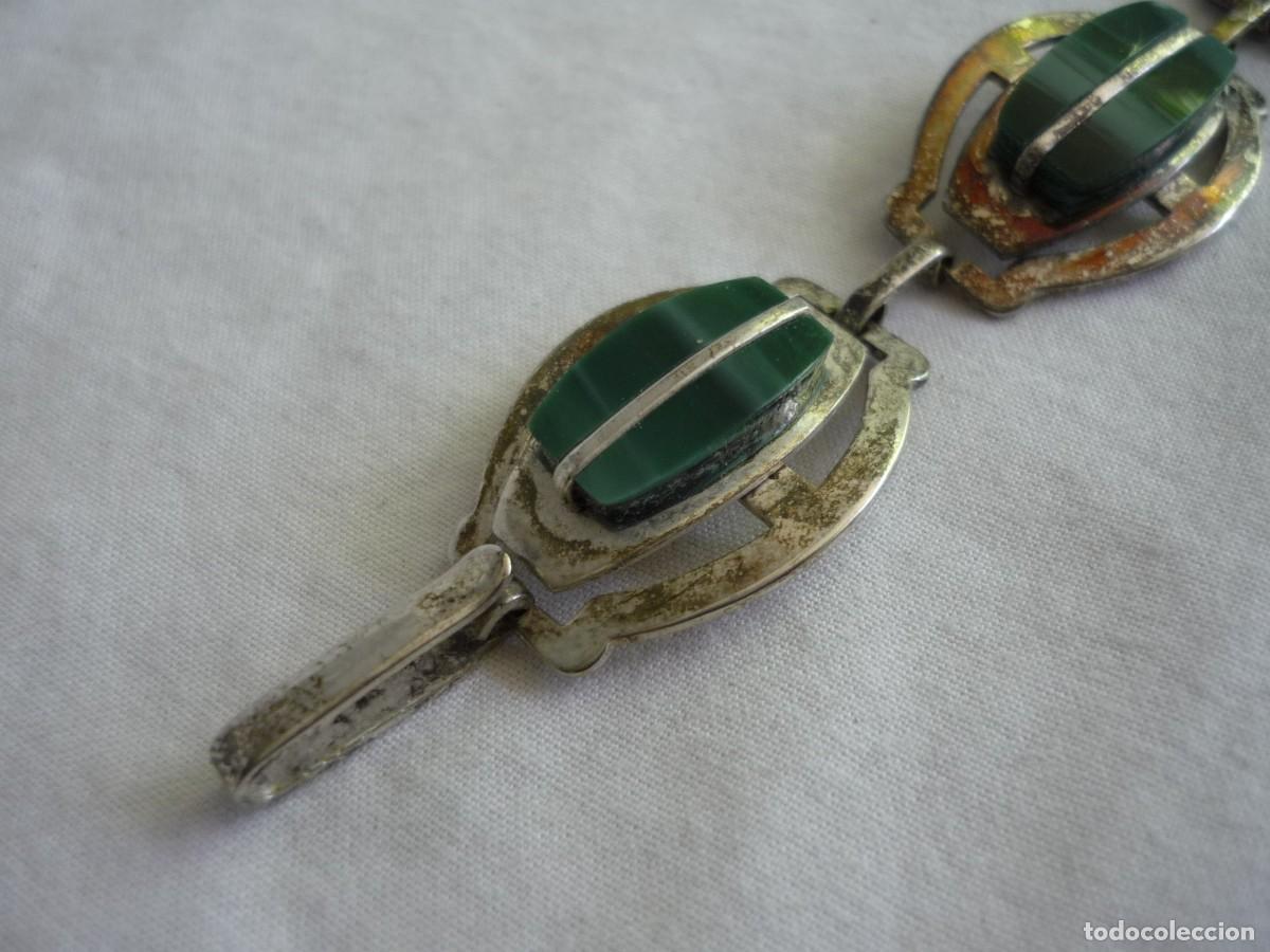 Joyeria: Pulsera en metal plateado y vidrio verde - Foto 4