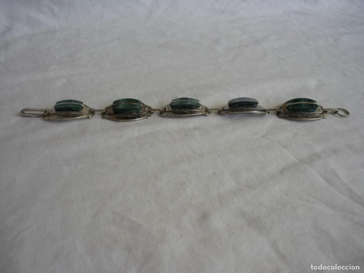 Joyeria: Pulsera en metal plateado y vidrio verde - Foto 5