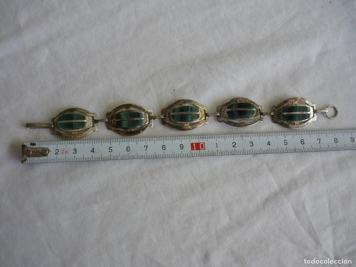 Joyeria: Pulsera en metal plateado y vidrio verde - Foto 6
