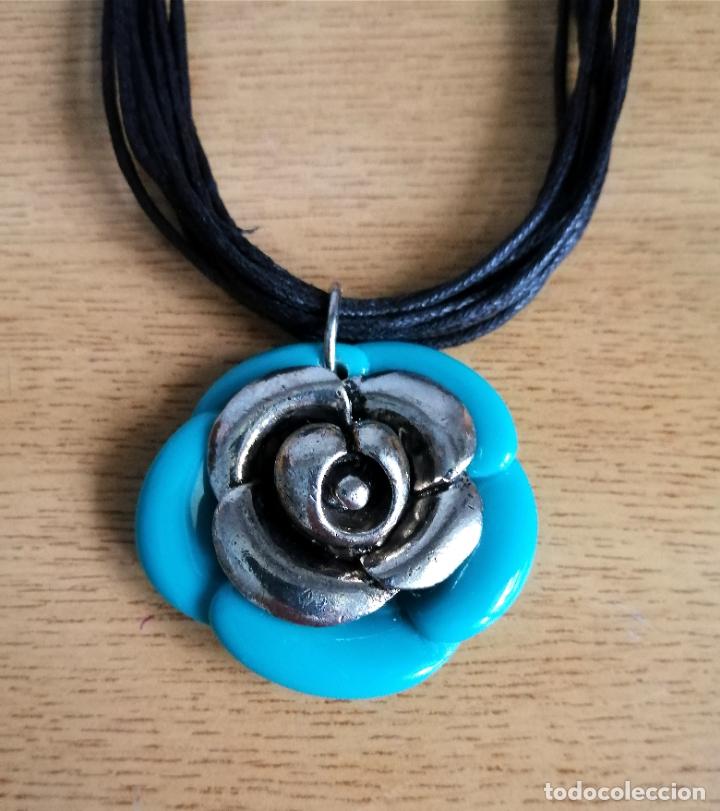 Joyeria: COLLAR, COLGANTE ROSA, FLOR, TURQUESA CON MULTI CORD&Oacute;N. - Foto 2
