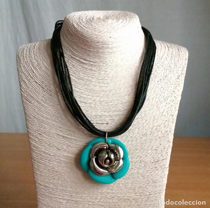 Joyeria: COLLAR, COLGANTE ROSA, FLOR, TURQUESA CON MULTI CORD&Oacute;N. - Foto 8