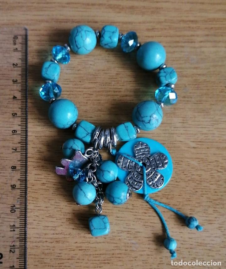 Joyeria: PULSERA EL&Aacute;STICA, PIEDRAS TURQUESAS. - Foto 4