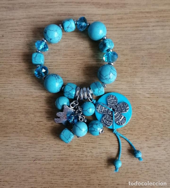 Joyeria: PULSERA EL&Aacute;STICA, PIEDRAS TURQUESAS. - Foto 5