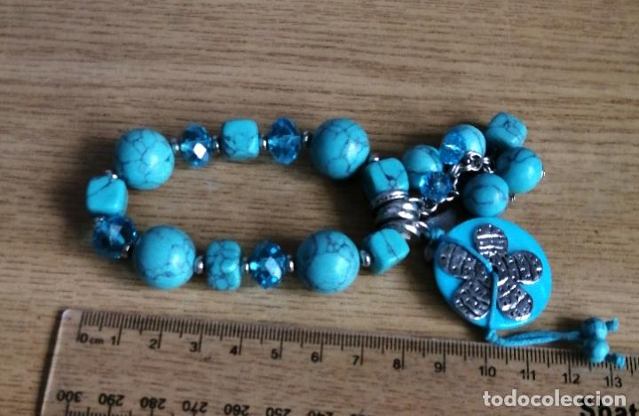 Joyeria: PULSERA EL&Aacute;STICA, PIEDRAS TURQUESAS. - Foto 6