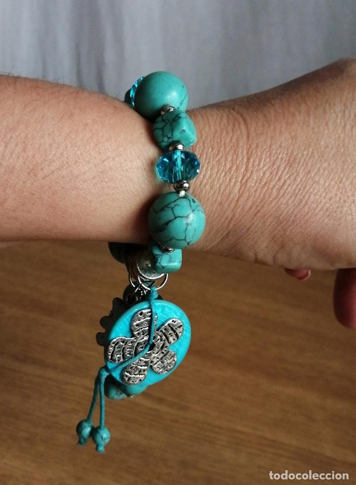 Joyeria: PULSERA EL&Aacute;STICA, PIEDRAS TURQUESAS. - Foto 7
