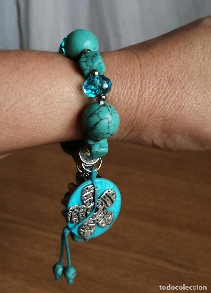 Joyeria: PULSERA EL&Aacute;STICA, PIEDRAS TURQUESAS. - Foto 1