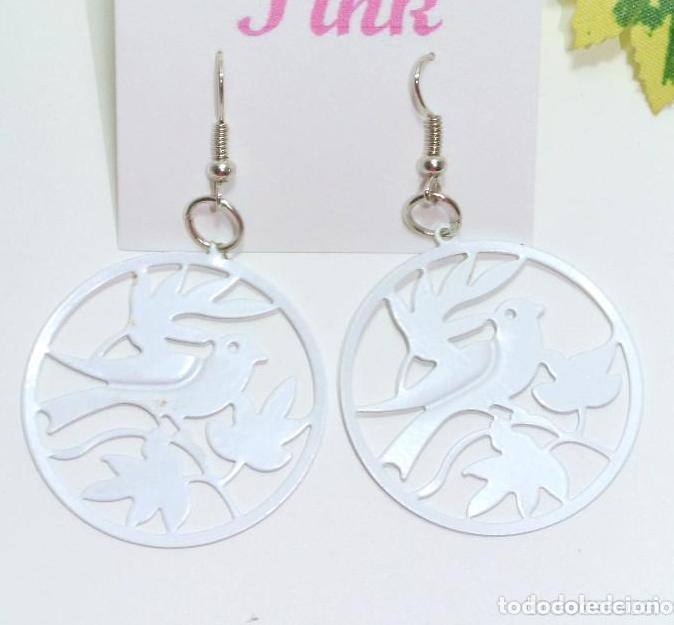 Joyeria: Pendientes de aves en color blanco, A&ntilde;o 2000, Nuevos - Foto 1