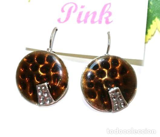 Joyeria: Pendientes color marr&oacute;n y plata, A&ntilde;o 2000, Nuevos - Foto 1