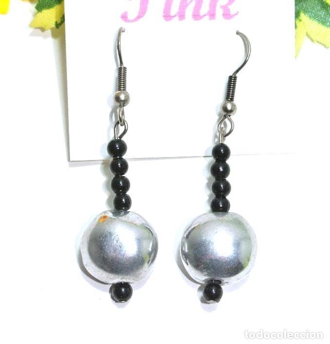 Joyeria: Pendientes color plata y negro, A&ntilde;o 2000, Nuevos - Foto 1