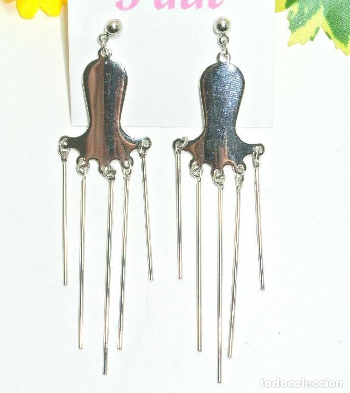 Joyeria: Pendientes largos color plata, A&ntilde;o 2000, Nuevos - Foto 1