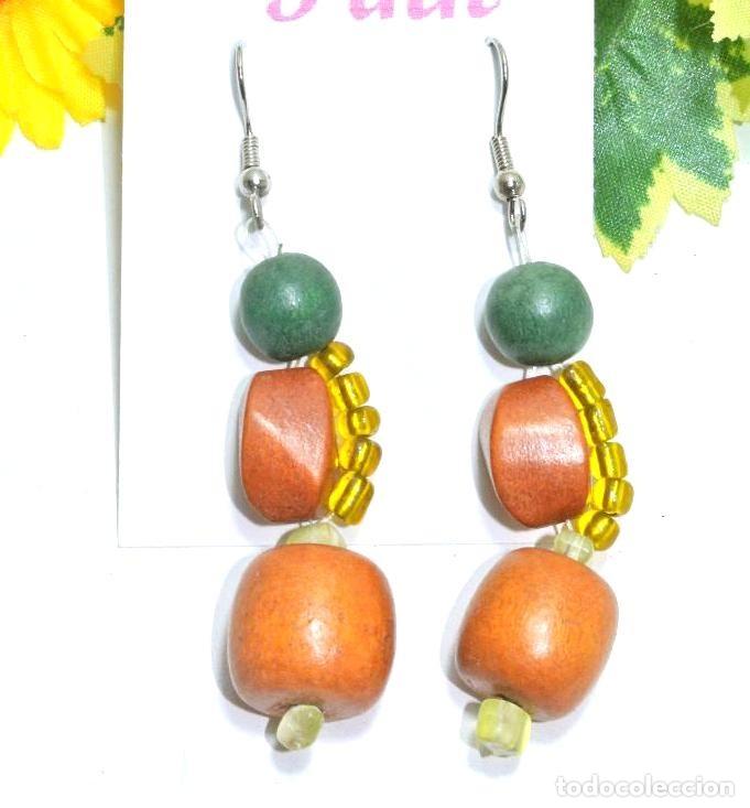 Joyeria: Pendientes bohemios de madera color combinado, A&ntilde;o 2000, Nuevos - Foto 1