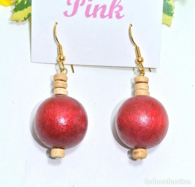 Joyeria: Pendientes bohemios de madera con color, A&ntilde;o 2000, Nuevos - Foto 1