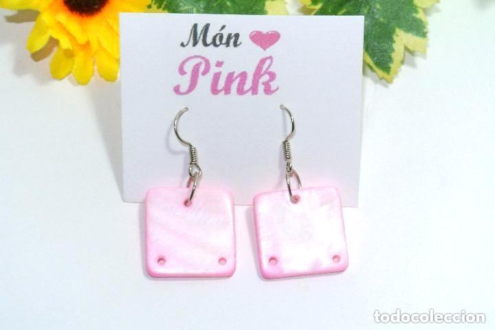 Joyeria: Pendientes de n&aacute;car color rosa, A&ntilde;o 2000, Nuevos - Foto 1