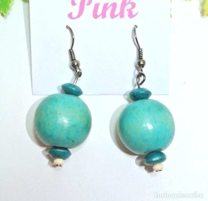 Joyeria: Pendientes de madera color azul, A&ntilde;o 2000, Nuevos - Foto 1