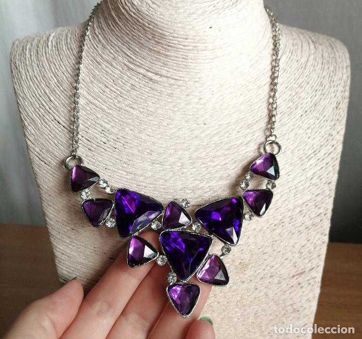 Joyeria: COLLAR CORTO PLATEADO Y MORADO - Foto 5